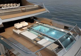 The glass bottomed pool featured on board superyacht Seven Sins