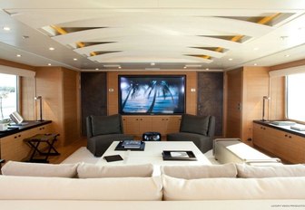 sumptuous skylounge serves as a cinema aboard motor yacht SPIRIT