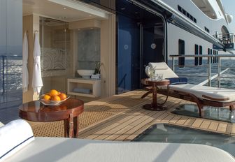 Superyacht TIS side balcony and deck chairs