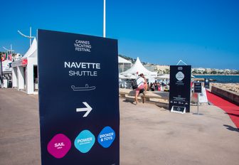 Cannes Yachting Festival sign for shuttle