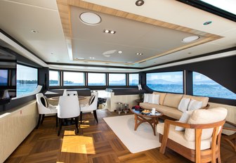 seating areas in the skylounge aboard superyacht ONEWORLD