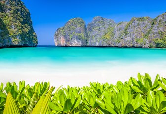 Lagoon with white sand beach in Phi Phi islands