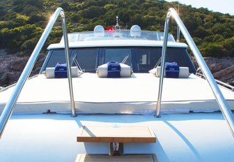 the outdoor deck of a charter yacht