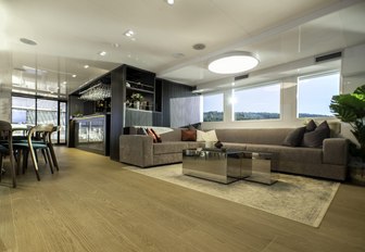 Lounge area in the main salon onboard charter yacht AGAPE ROSE