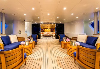 main deck aft at night on board charter yacht MISCHIEF 