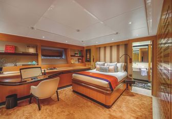 Charter yacht MALTESE FALCON guest cabin with double berth and bureau