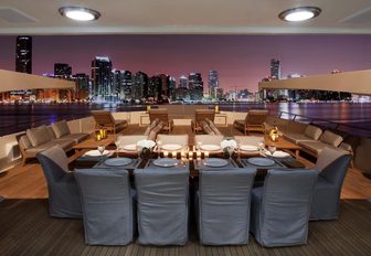 Alfresco dining table on motor yacht VALOR