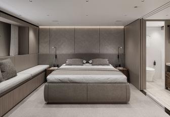 Charter yacht TELL NO ONE master cabin with central berth