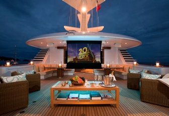 Outdoor theater on the sundeck of luxury yacht 'Lady Britt'