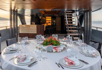 Charter yacht GECO exterior dining area