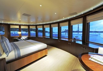 A guest cabin on board luxury yacht TV