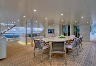 luxurious alfresco dining area on board luxury yacht MEIRA