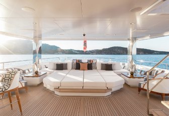 oversized sunpads on board luxury yacht JOY