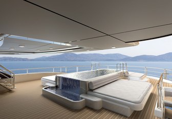 A rendering of the exterior pool on board superyacht O'PTASIA