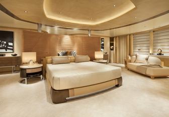 large master suite with 180-degree views on board luxury yacht KIBO