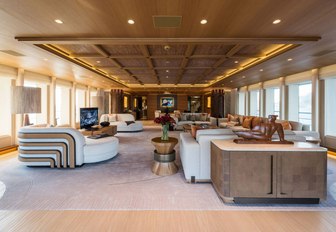 The main salon of luxury yacht Here Comes The Sun