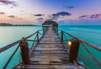 overwater walkway leading to bungalow in tanzania