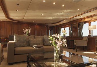 The main salon of luxury yacht RELENTLESS