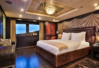 uniquely-styled main salon on board charter yacht DENIKI 