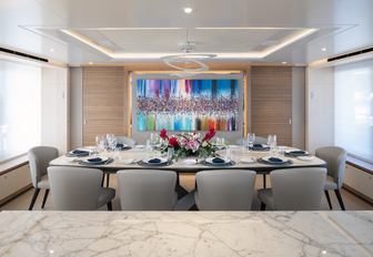 Formal dining area on board motor yacht OCEAN Z