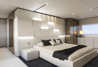 light and airy master suite on board charter yacht December Six 