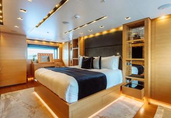 Charter yacht AWAY master cabin overview