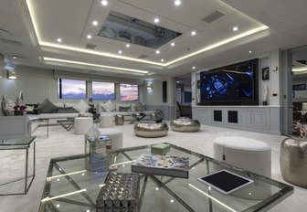 Comfortable seating and large TV screen on Superyacht CHAKRA