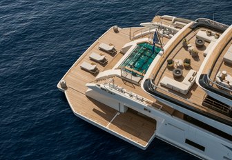 Superyacht charter SILVER FOX elevated view of aft decks