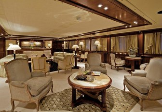 The main salon of luxury yacht O'MEGA