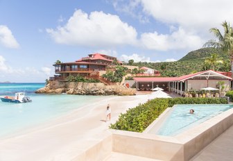 exterior view of beach at luxurious hotel in St Barths