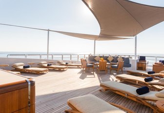 expansive sundeck with ample sunning options on board superyacht ANASTASIA