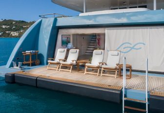Charter yacht SCOTT FREE swim platform with chairs