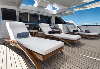 Sunloungers on superyacht RARITY