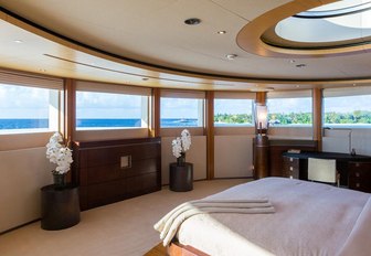 master suite with panoramic views and skylight on board motor yacht ANASTASIA