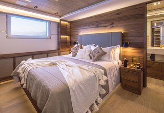 boho chic bedroom on a luxury superyacht charter