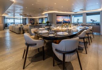 Superyacht charter SALT interior dining area