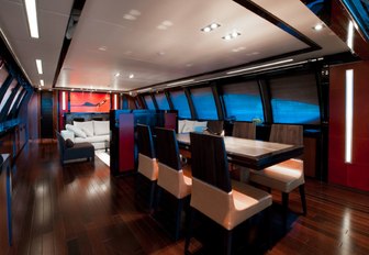 formal dining area in the main salon aboard luxury yacht IZUMI 