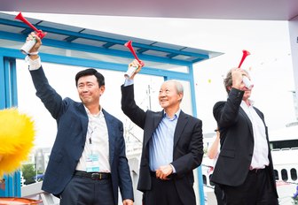 joining in with the sounding of the horns at the Singapore Yacht Show 2017