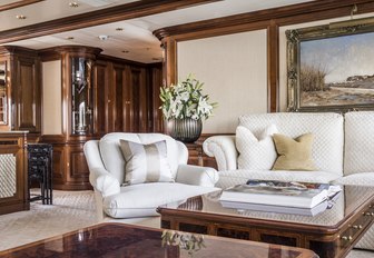 intimate lounging area in the bridge deck salon of charter yacht TITANIA 