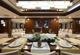 Formal dining area on Superyacht CHAKRA