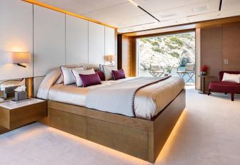 Charter yacht NAIA master cabin overview