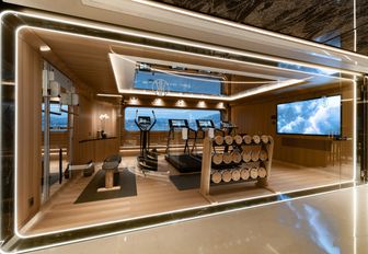 Fully equipped gym onboard charter yacht KISMET