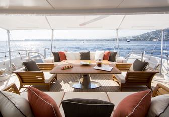 sumptuous main deck aft seating area aboard motor yacht 4YOU