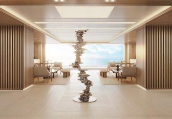 Superyacht charter REV OCEAN interiors rendering with column