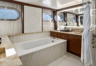 mother of pearl bathroom in the master suite of luxury yacht Endless Summer