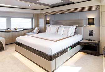 Master suite on superyacht ONEWORLD