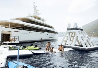 Charter yacht LASATA with water toys deployed