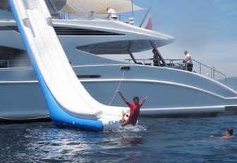 Cristiano Ronaldo goes down slide on superyacht Africa I