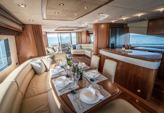 galley and dining area on motor yacht chess