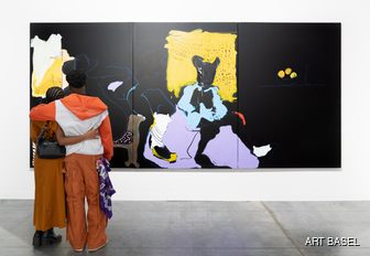 Art Basel Miami painting with two people viewing